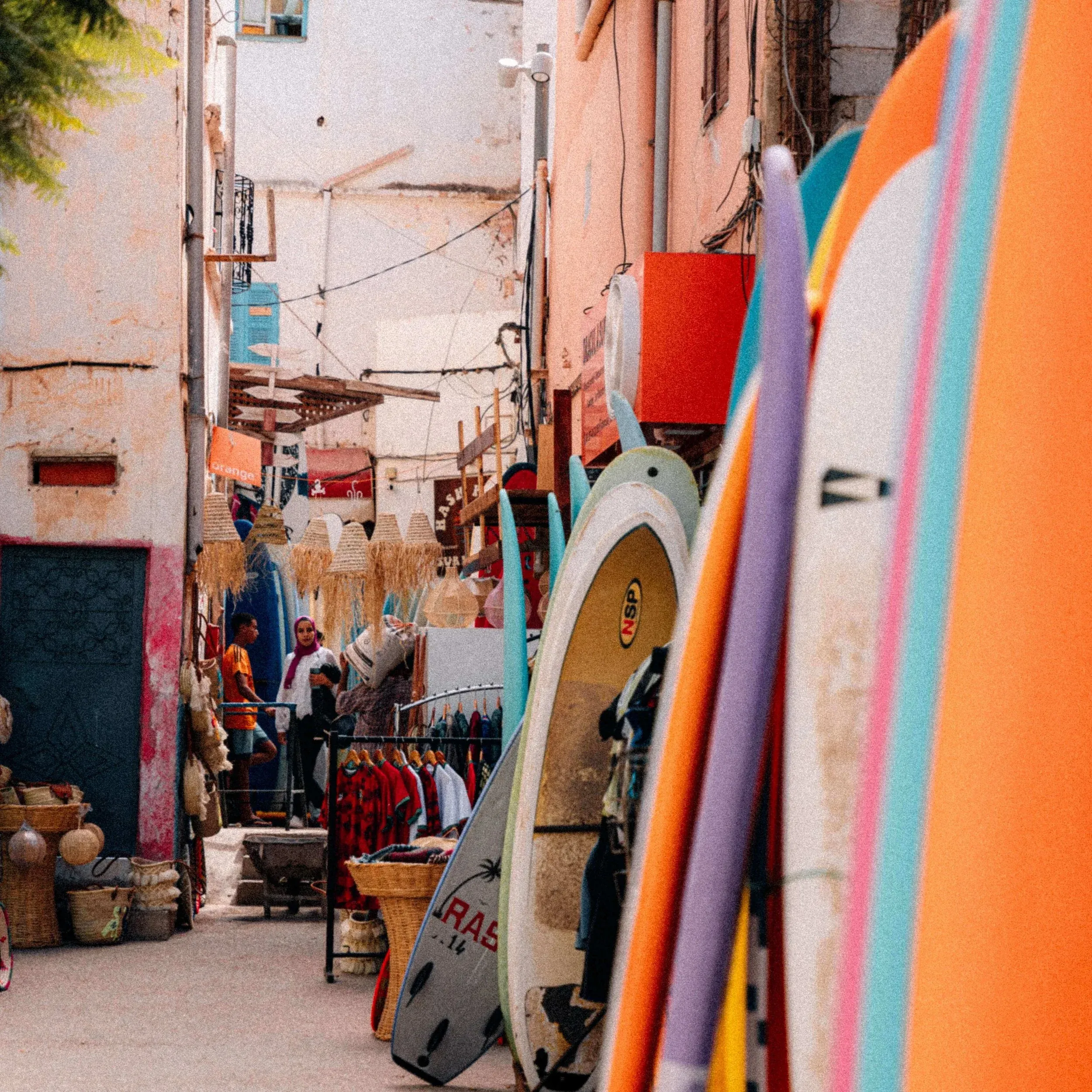 Colorful streets of Taghazout village